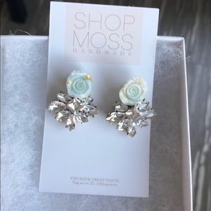 Rose earrings with crystal jacket